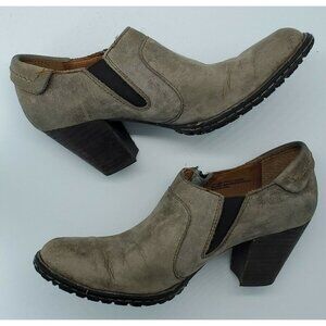 BORN BØRN "Rowan" Taupe Brown‎ Leather Side Zip Booties - Size 8.5 US (W22501)